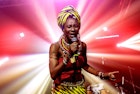 MILAN, ITALY - NOVEMBER 26: Fatoumata Diawara performs on stage at Magazzini Generali on November 26, 2019 in Milan, Italy. (Photo by Sergione Infuso/Corbis via Getty Images)