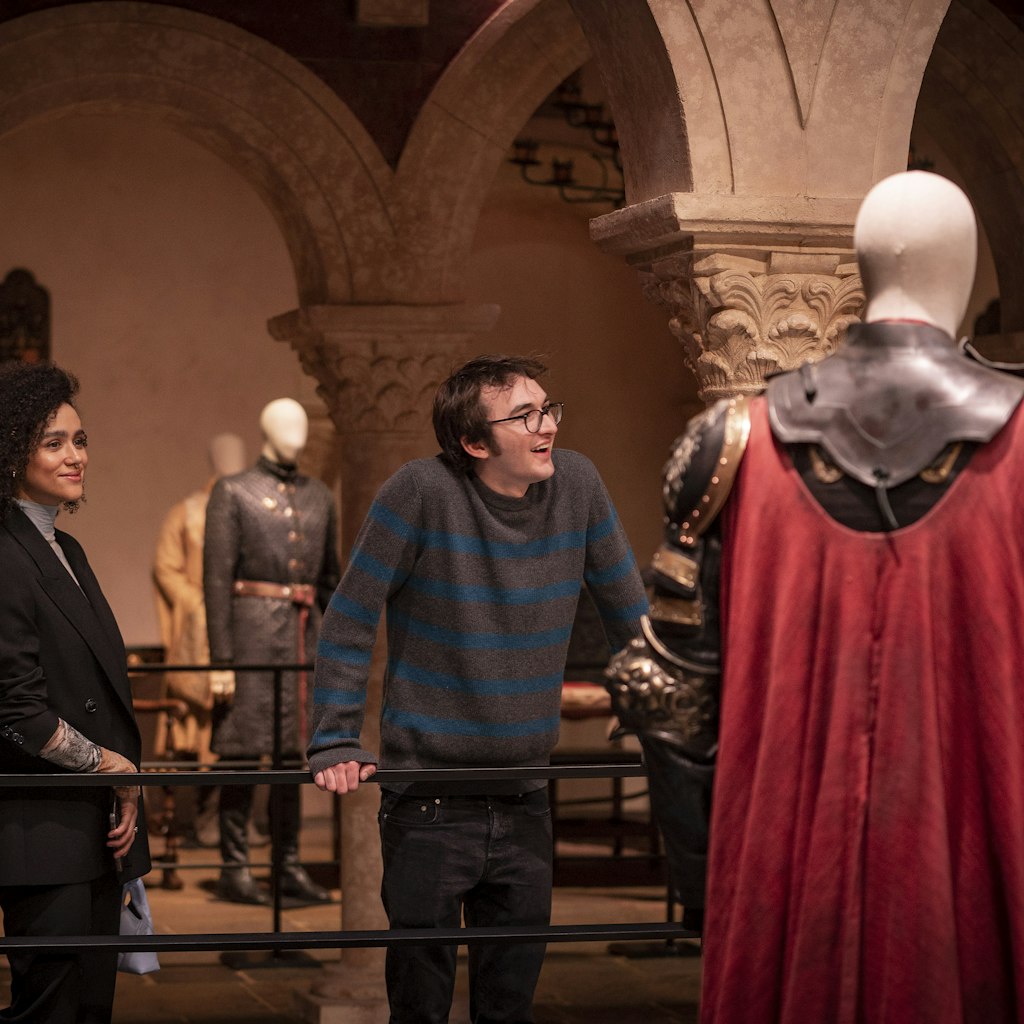 athalie Emmanuel (“Missandei”) and Isaac Hempstead Wright (“Bran Stark”) inside the brand new Game of Thrones Studio Tour located in Northern Ireland.