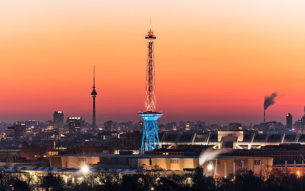 Berlin skyline before sunrise
Cityscape Berlin, Germany, Europe - stock photo

Funkturm is pictured in foreground at center