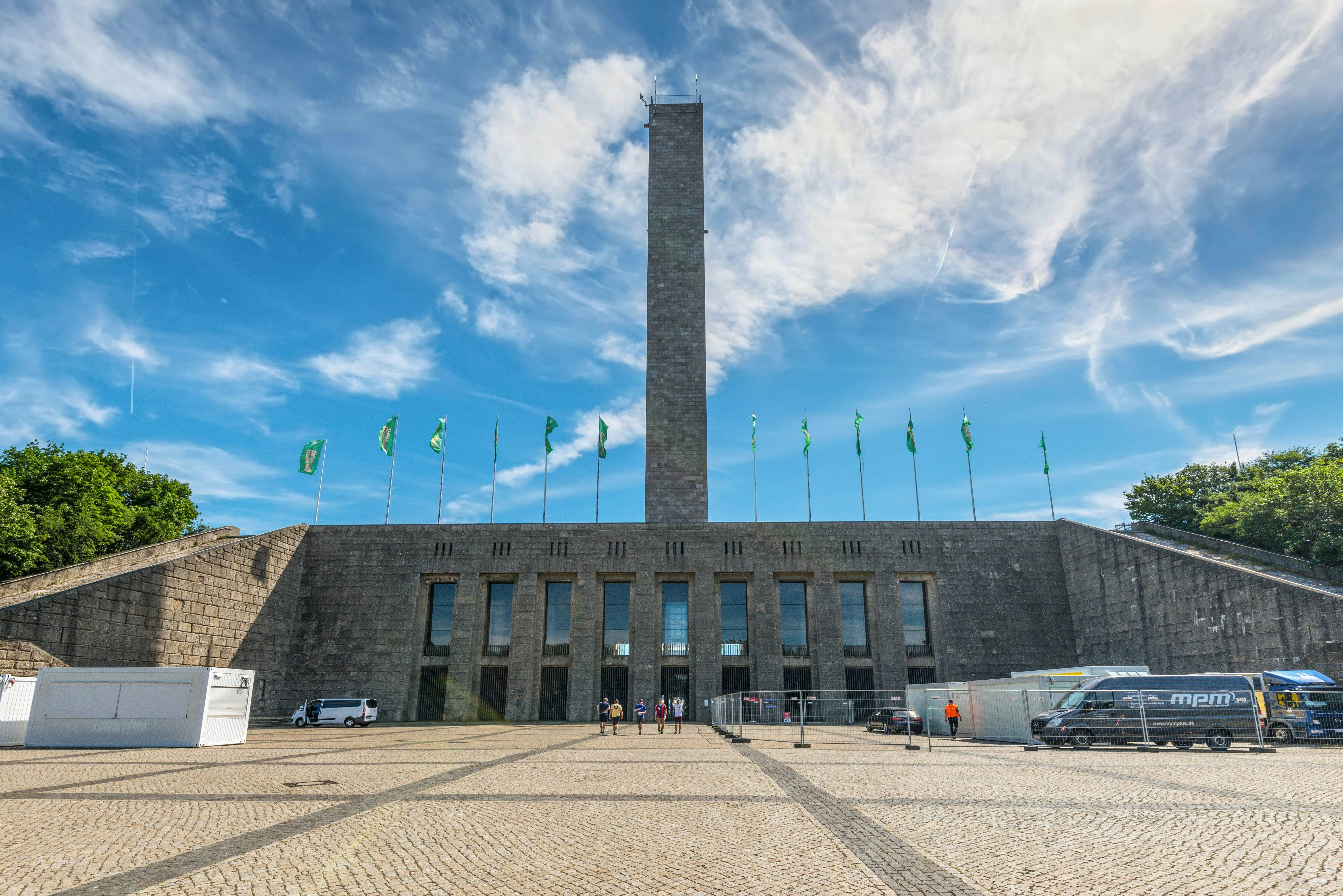 Berlin, Germany - May 28, 2017: Bell Tower or Glockenturm of the Berlin Olympic Stadium Complex in Germany, Europe, EU.; Shutterstock ID 1185544252; your: Bridget Brown; gl: 65050; netsuite: Online Editorial; full: POI Image Update
