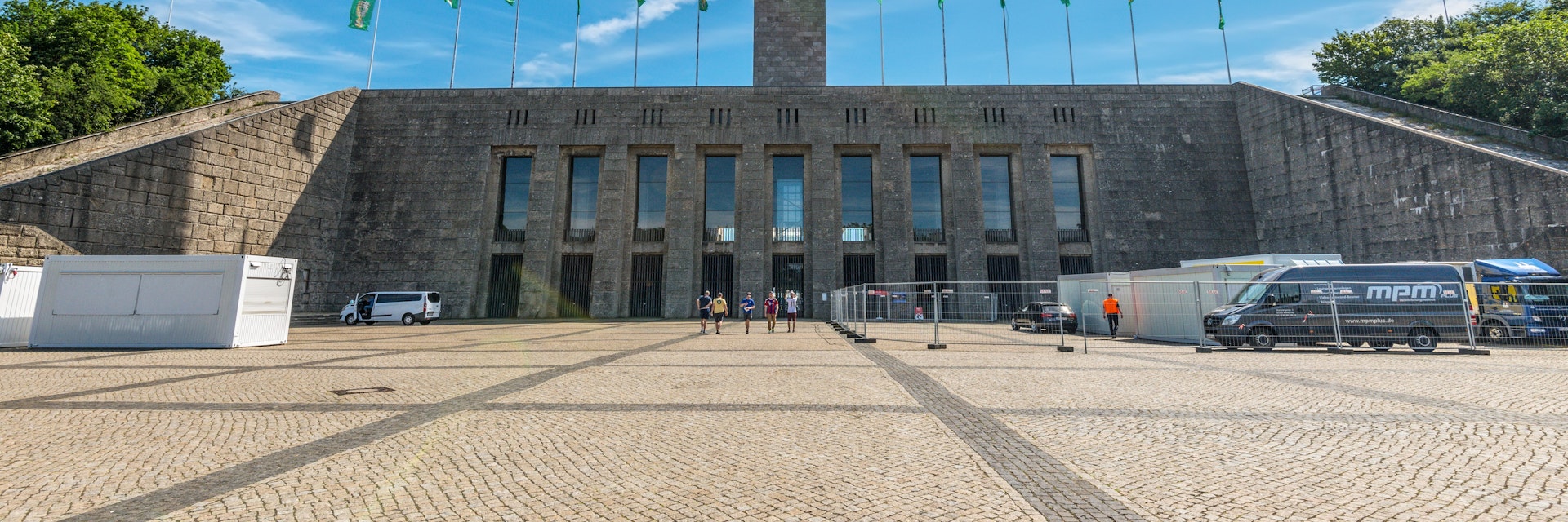 Berlin, Germany - May 28, 2017: Bell Tower or Glockenturm of the Berlin Olympic Stadium Complex in Germany, Europe, EU.; Shutterstock ID 1185544252; your: Bridget Brown; gl: 65050; netsuite: Online Editorial; full: POI Image Update