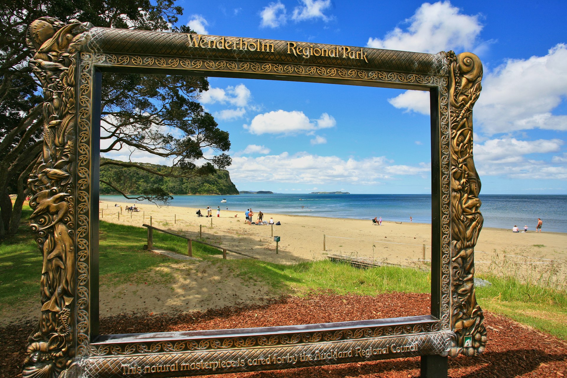 View of the beach at Wenderholm Regional Park near Auckland