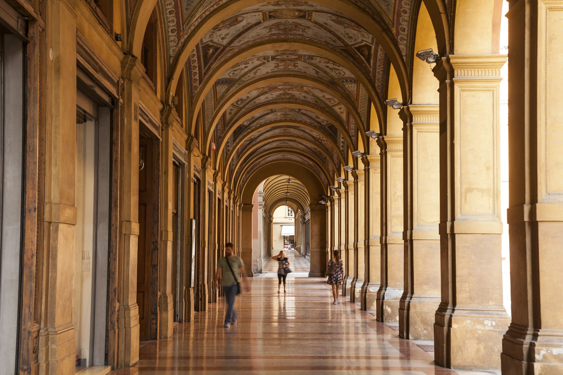 porticoes of Via Farini, Bologna, Italy