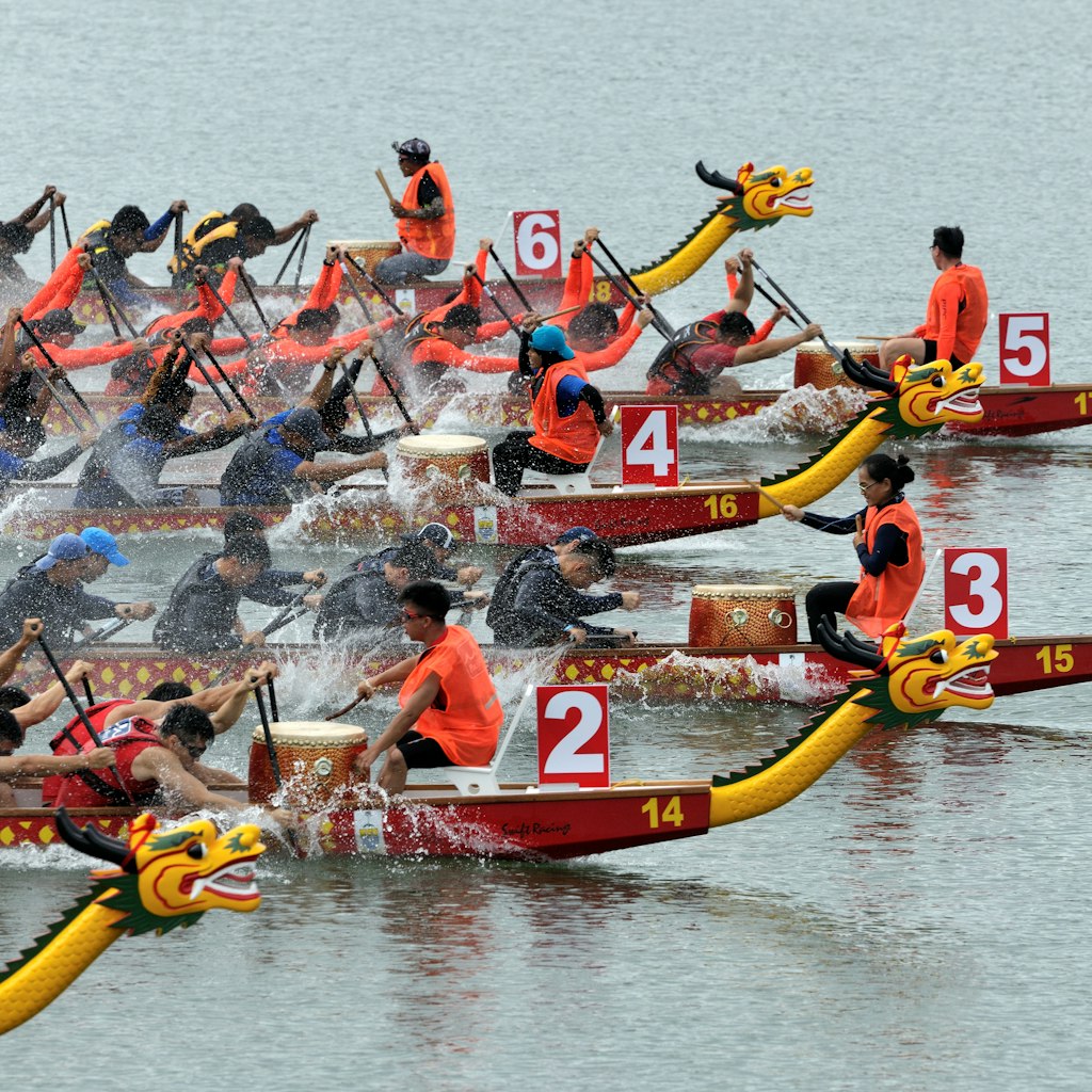 Racers at the Penang International Dragon Boat Festival