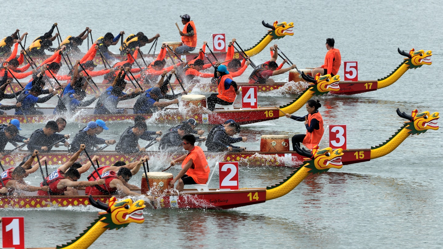 Racers at the Penang International Dragon Boat Festival