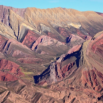 Aerial of a mountain range in Salta.