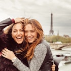 Happy girls on a vacation in Paris