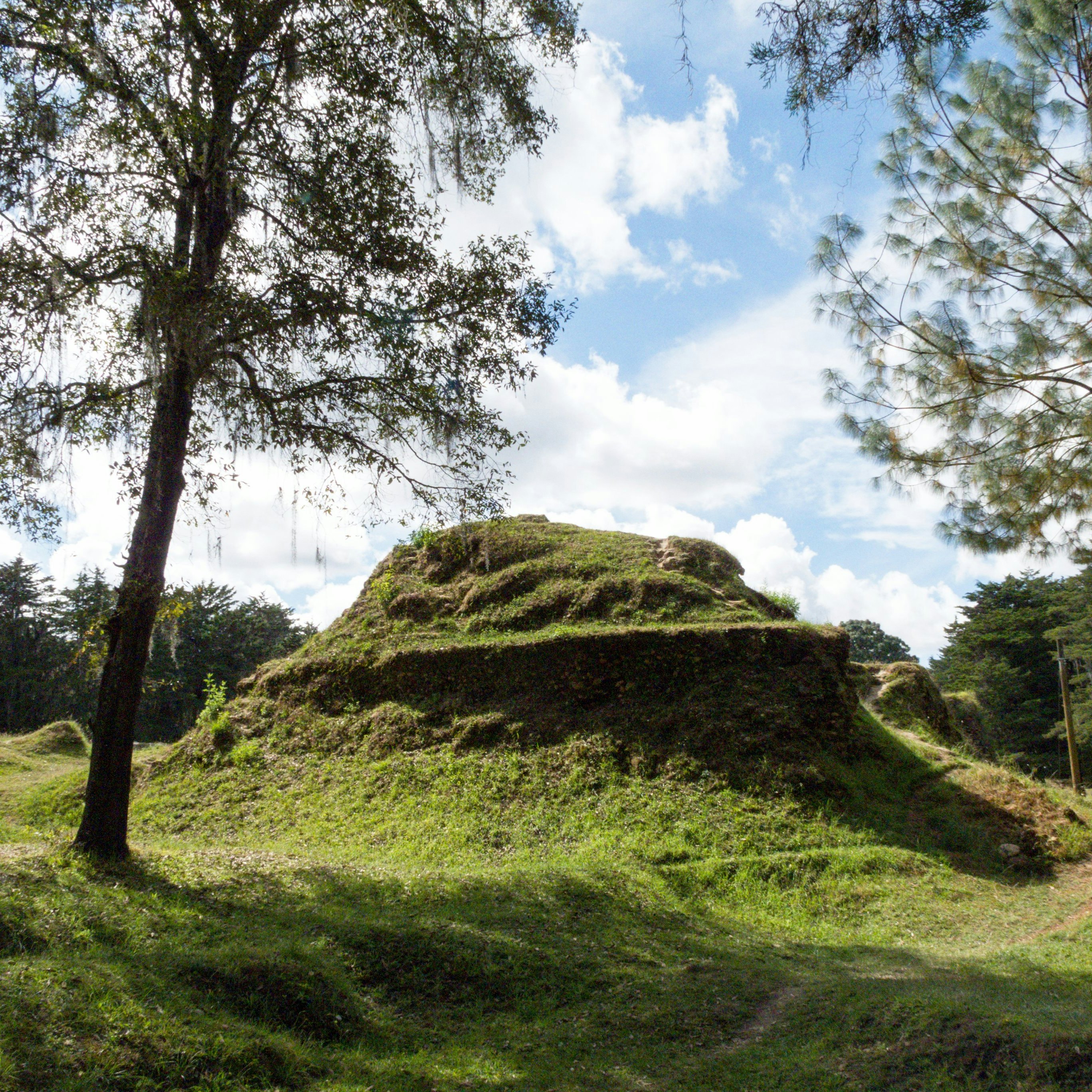 Quiche Mayan capital burned by Pedro de Alvarado in 1524. Major unexcavated Mayan archeological site.
The ruins of the ancient K'iche' Maya capital of K'umarcaaj
