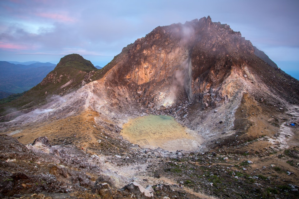 Sibayak volcano at sunrise, northern Sumatra, Indonesia; Shutterstock ID 283076438; your: Bridget Brown; gl: 65050; netsuite: Online Editorial; full: POI Image Update