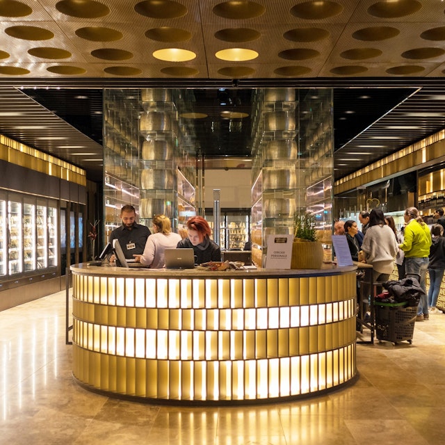 BOLOGNA, ITALY - CIRCA DECEMBER, 2017: Parmiggiano Reggiano store inside Fico Eataly World, located in Bologna, is the largest agrofood park in the world. Internal view.; Shutterstock ID 768732697; your: Bridget Brown; gl: 65050; netsuite: Online Editorial; full: POI Image Update