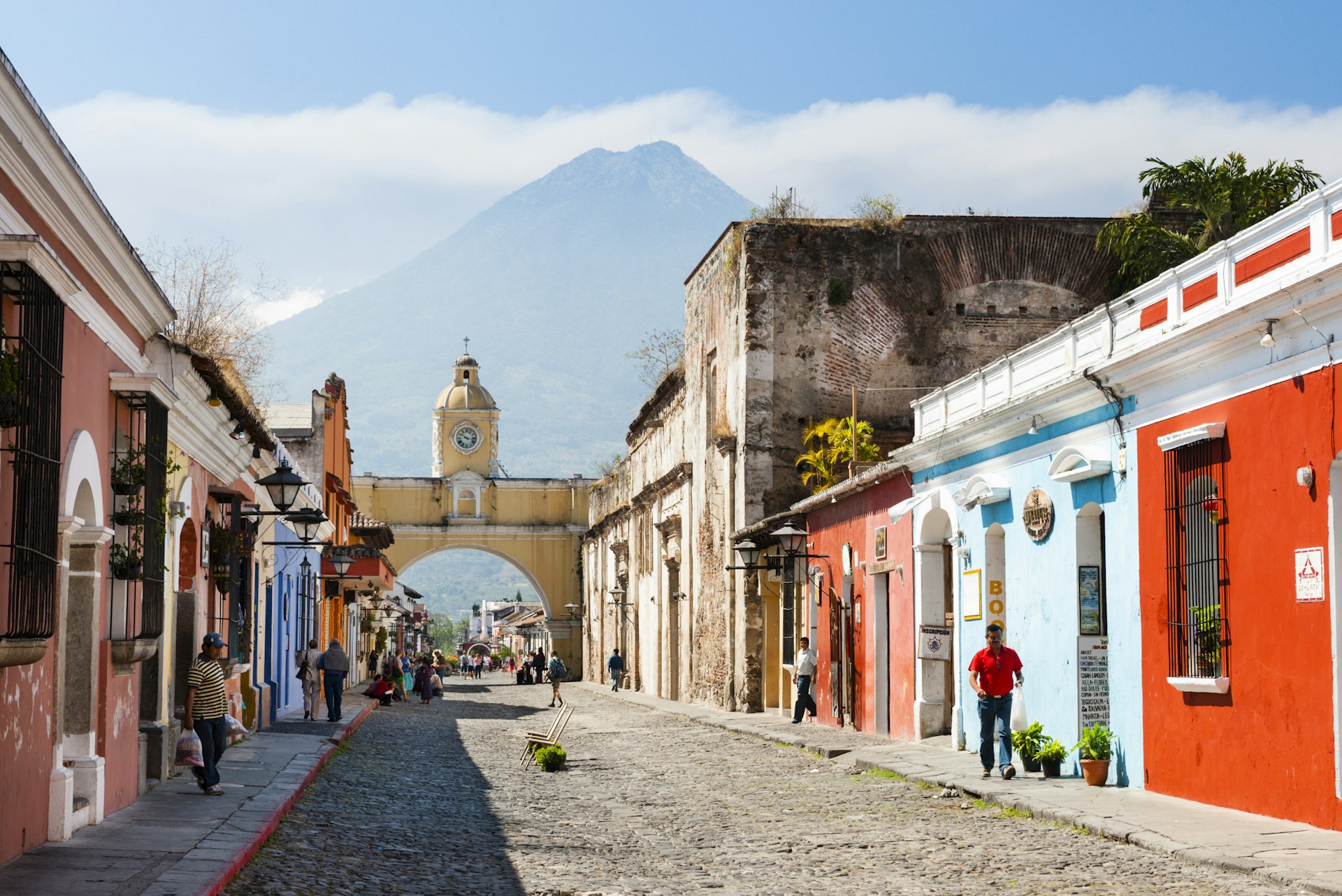 The Arco de Santa Catalina, in Antigua, is a remnant of a 17th-century convent; the arch enabled nuns to cross the street unseen.