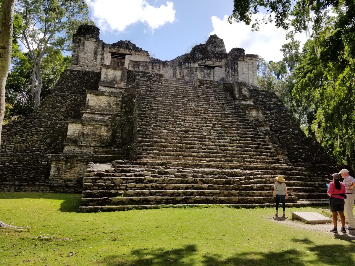 This is one of the well preserved ancient Mayan temples at the Dzibanche's archeological Mayan ruins site about two hours inland in the Yucatan region of Mexico. They still allow visitors to climb to the top of the temples but may need to restrict it in the future due to the expansion of tourism in the area.
Dzibanche