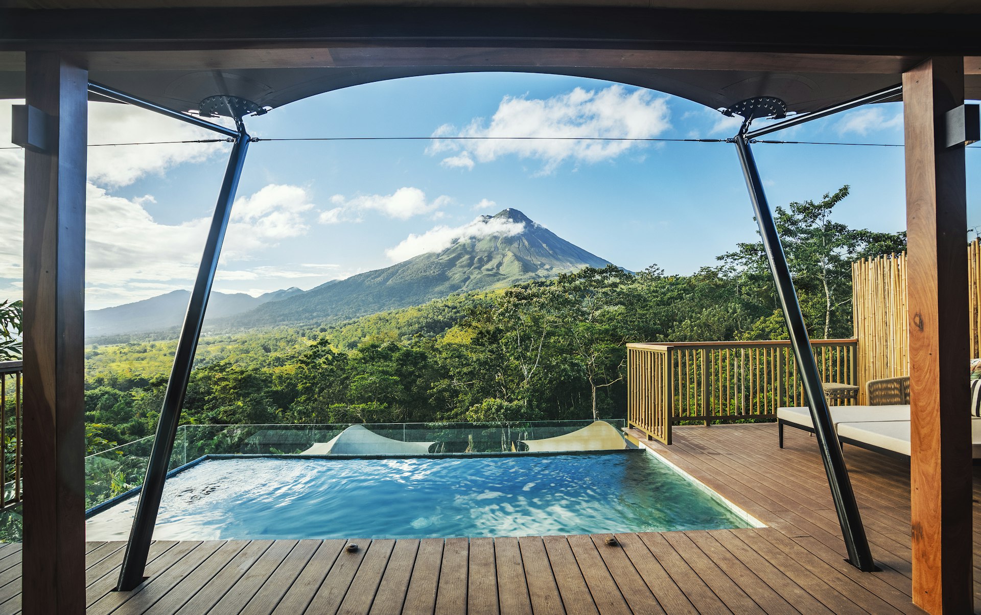 A private plunge pool luxe tent at Nayara Tented Camp in Arenal National Park, Costa Rica