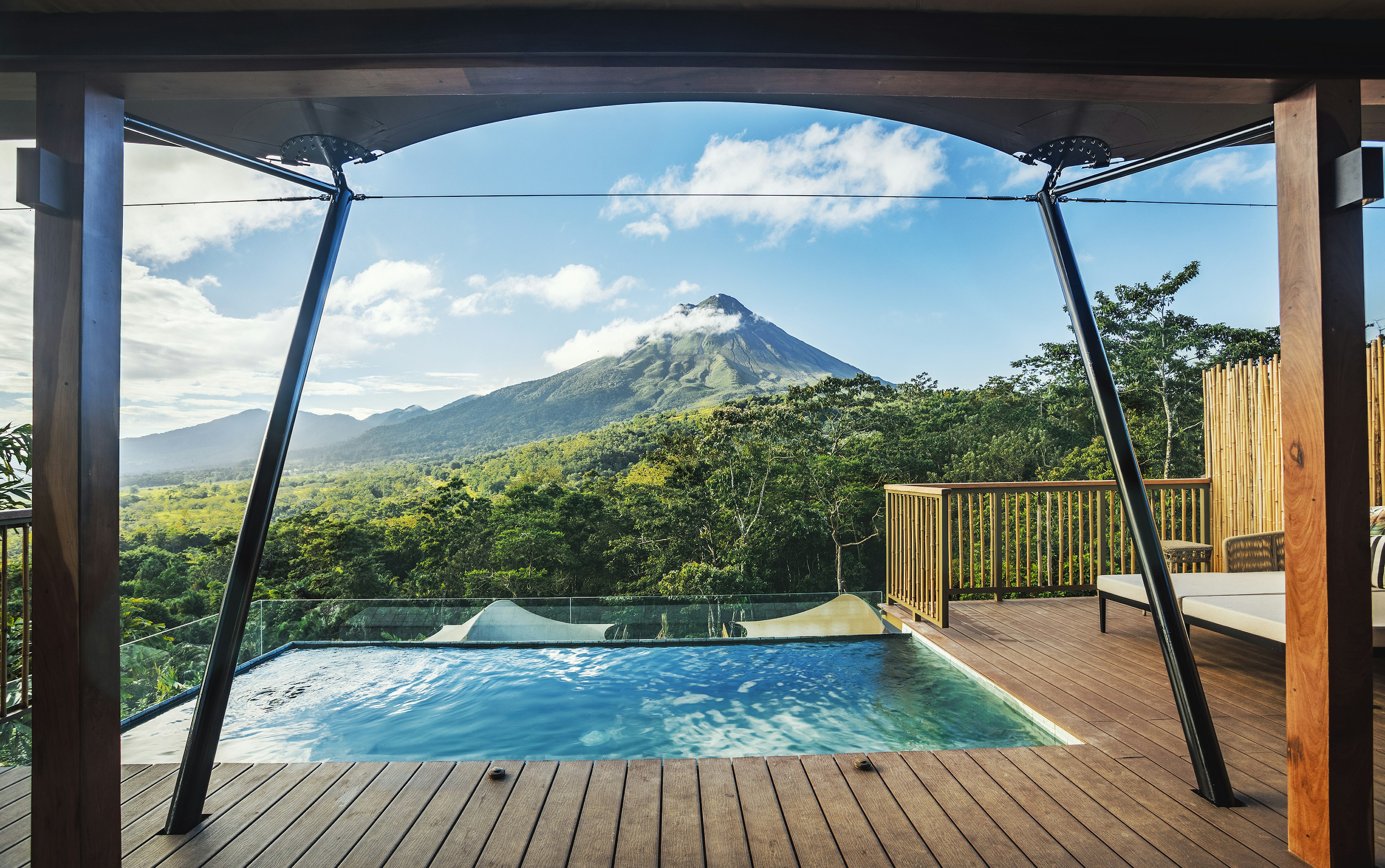 A private plunge pool luxe tent at Nayara Tented Camp in Arenal National Park, Costa Rica