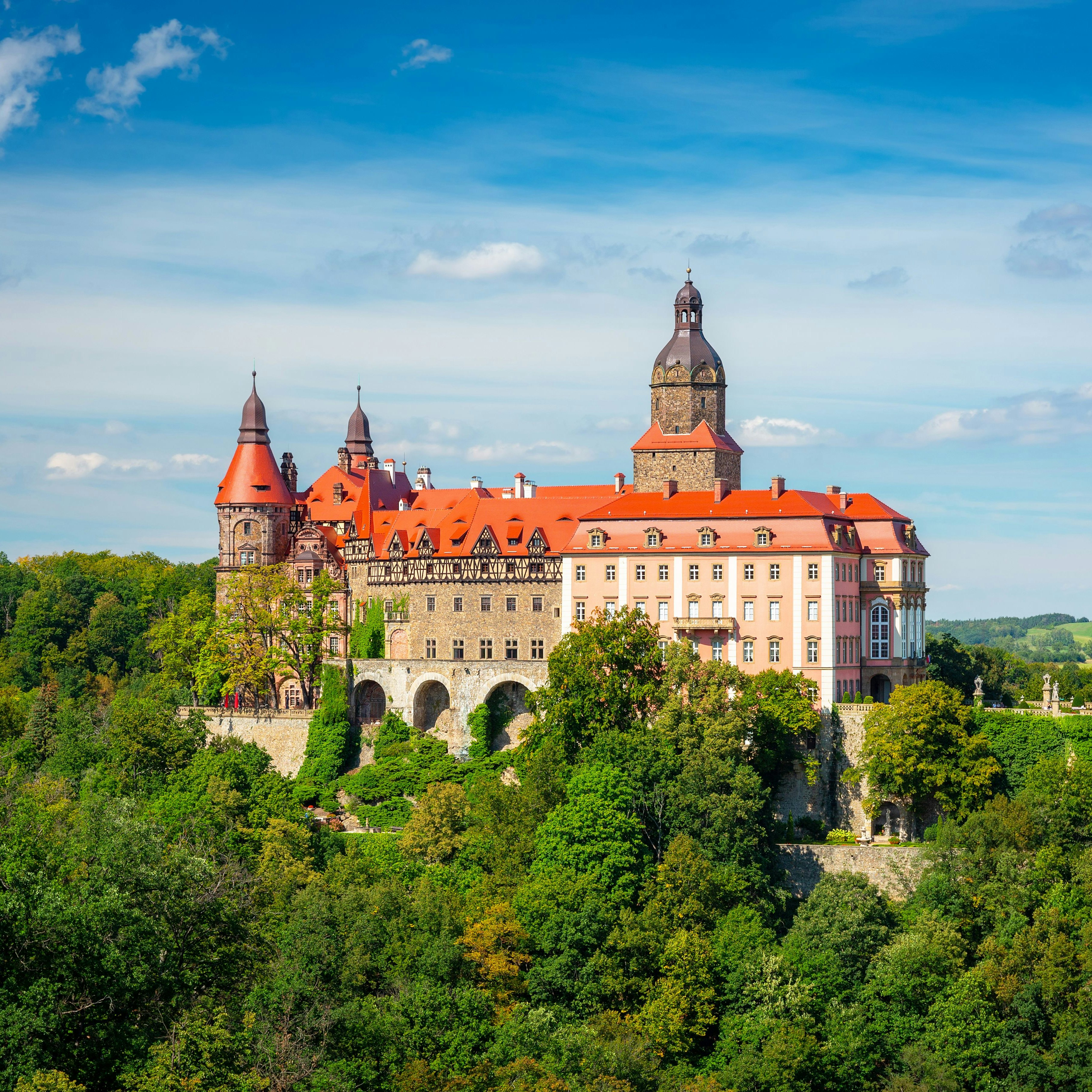 Wałbrzych, Poland - September 8, 2020: Beautiful architecture of the Książ Castle in Lower Silesia, Poland.; Shutterstock ID 1828256156; your: Bridget Brown; gl: 65050; netsuite: Online Editorial; full: POI Image Update
