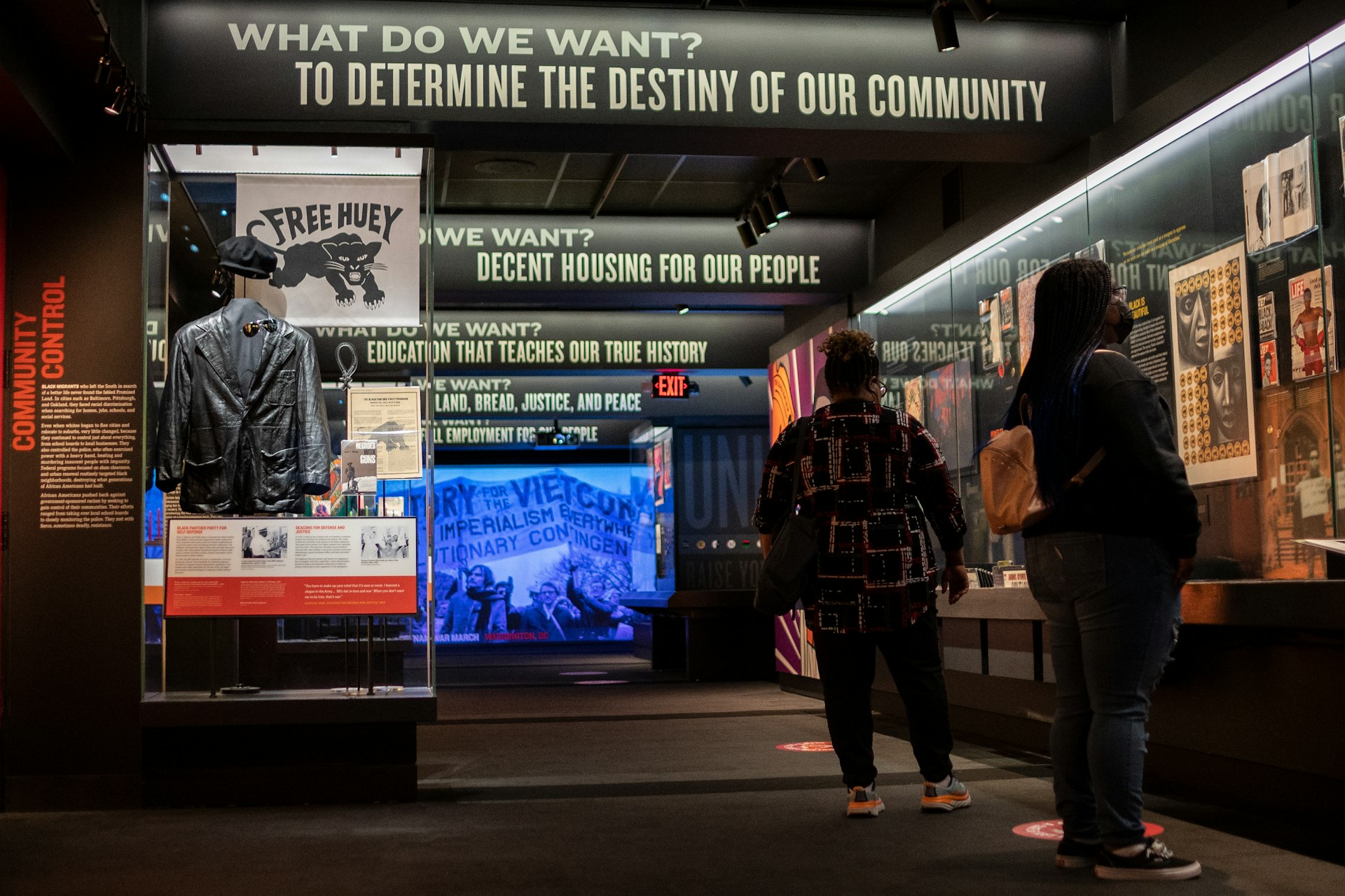 A pair of people look at an exhibit at the National Civil Rights Museum in Memphis