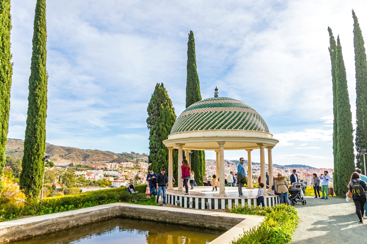 Historic viewpoint in Jardin Botanico La Concepcion in Malaga. 
