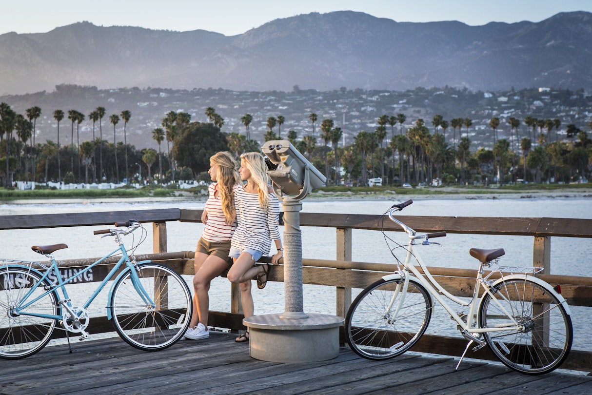 Women, bikes, sunset