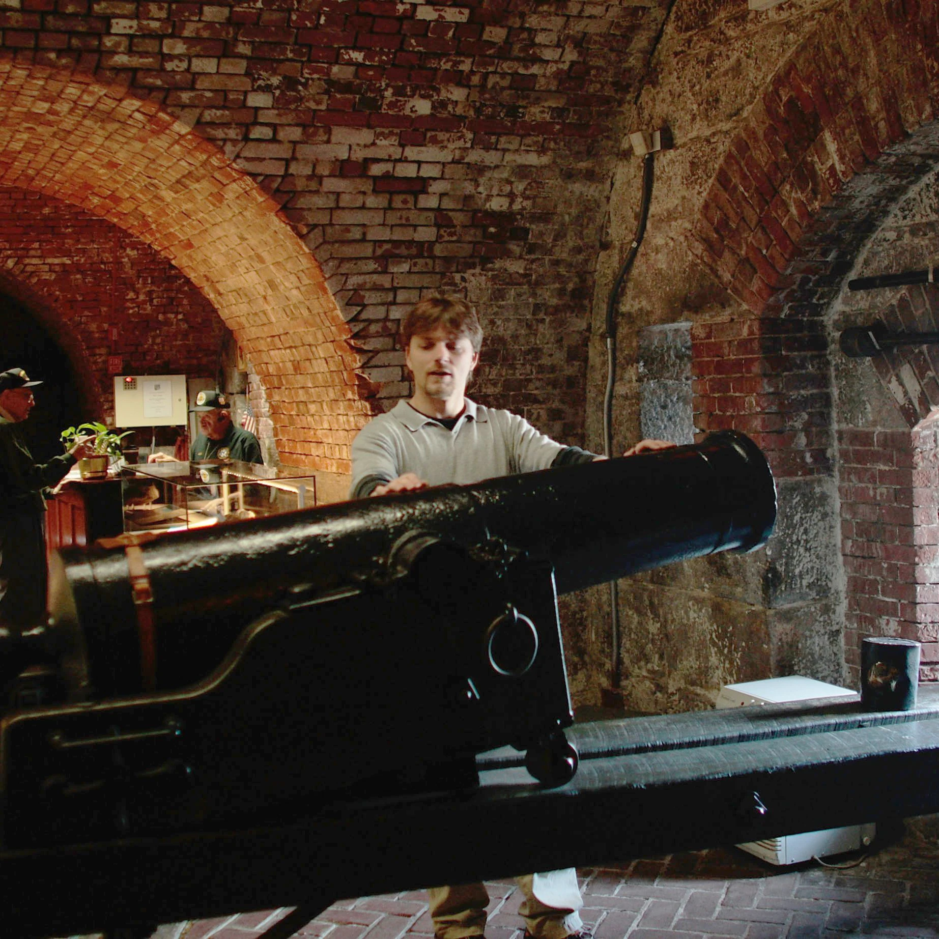 NEW YORK - MARCH 27: Justin Batt, museum technician, looks over a 19th century cannon in the museum at Fort Hamilton, New York City's only active-duty military base, on March 27, 2009 in the Brooklyn borough of New York City. Fort Hamilton is one of the oldest military bases in the country, and has over two hundred active duty military along with their families, many of them living in base housing. Built in the early 19th century, Fort Hamilton stands at the site on the Verrazano Narrows where the British first landed to face George Washington's army at the beginning of the American Revolution. Military recruiters currently often use the garrison to funnel through new enlisted recruits from the New York metropolitan area to complete their paperwork and medical tests prior to leaving for basic training and their first assignment in active duty. (Photo by Chris Hondros/Getty Images)
Harbor Defense Museum