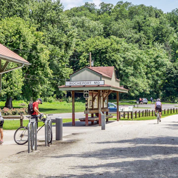 ROCHEPORT, MO, USA - AUGUST 1, 2015: Cyclists at Rocheport station on Katy Trail (237 mile bike trail stretching across most of the state of Missouri converted from abandoned railroad);
Katy Trail State Park
Shutterstock ID 353060654; your: Bridget Brown; gl: 65050; netsuite: Online Editorial; full: POI Image Update