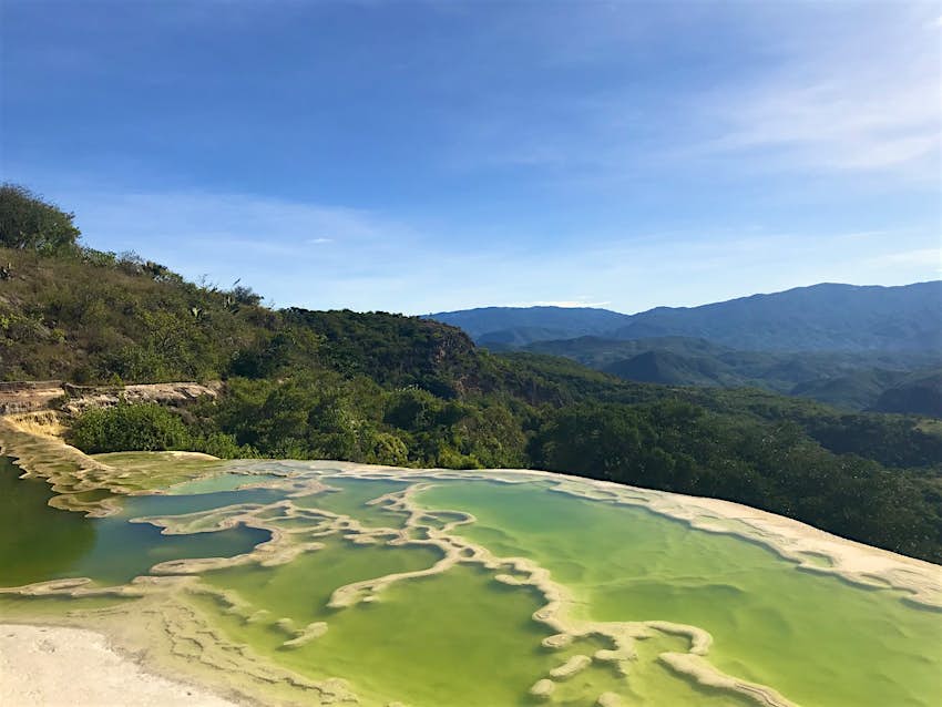 The pools at Hierve el Agua, Oaxaca's calcified mineral waterfalls