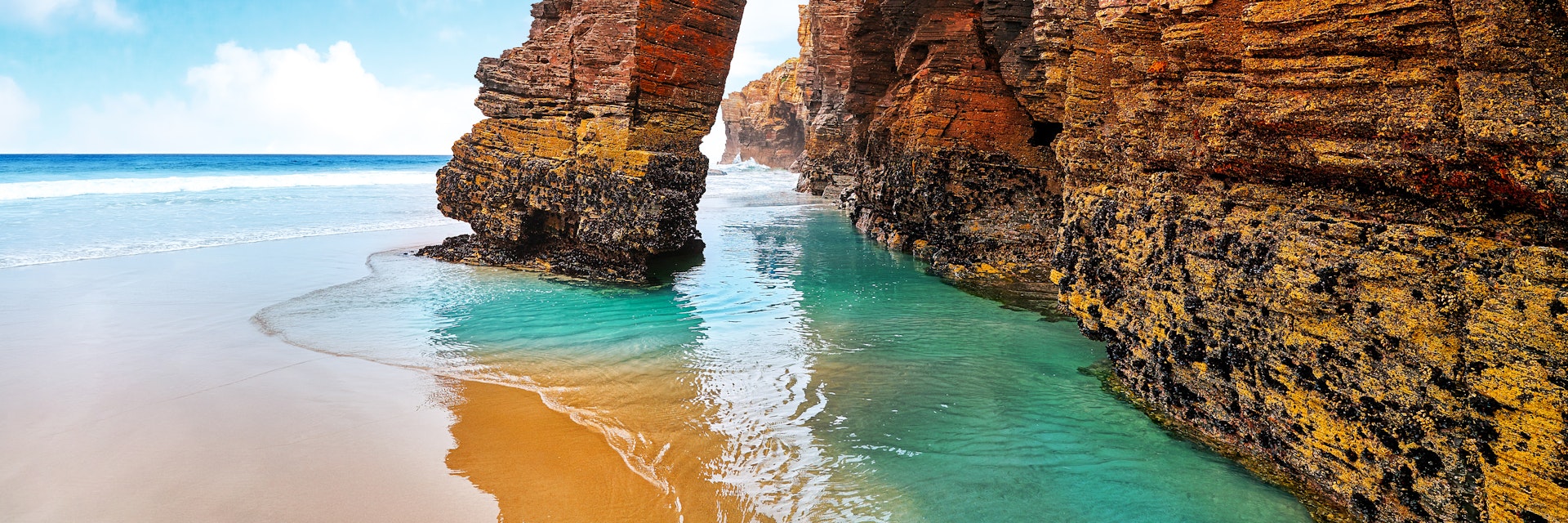 Playa las catedrales Catedrais beach in Ribadeo Galicia of Lugo Spain