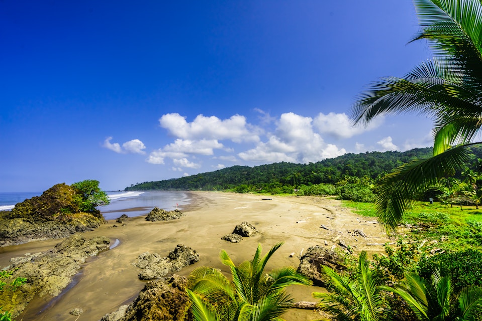 View on tropical beach Almejal at the pacific coast next to El Valle in Choco region of Colombia