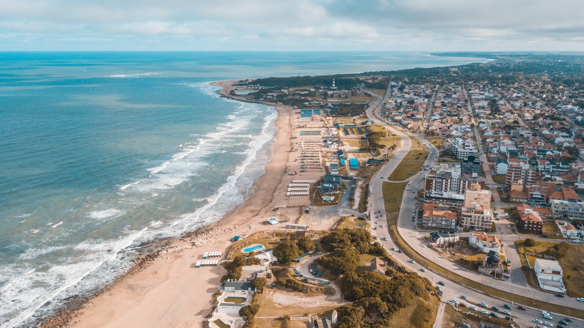 Aerial views of the city of Mar del Plata captured with drone, BsAs - Argentina