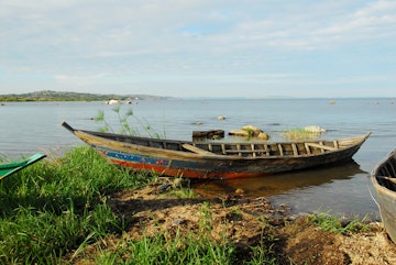 boat in Lake Victoria in Mwanza Tanzania