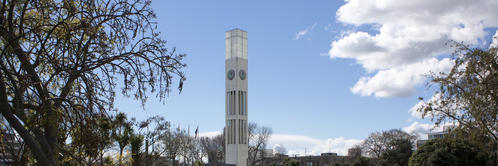 Central clock tower in the square, Palmerston North, New Zealand.