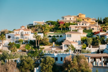 Mijas In Malaga, Andalusia, Spain. Summer Cityscape. The Village With Whitewashed Houses