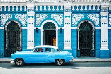 Old vintage car on the street, Camagüey Cuba