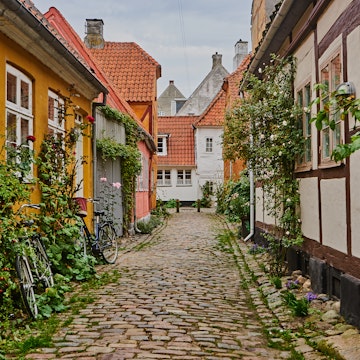 Cobblestone streets from Helsingor in Denmark.
