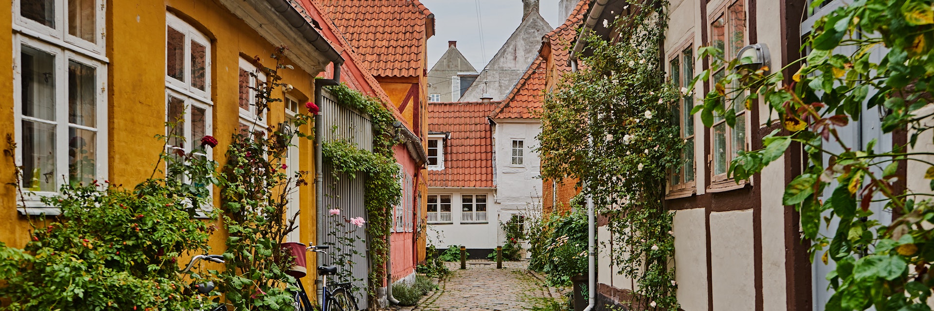 Cobblestone streets from Helsingor in Denmark.