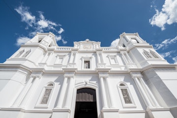 A wide angle view of San Pedro Cathedral in Matagalpa, Nicaragua.