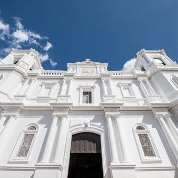 A wide angle view of San Pedro Cathedral in Matagalpa, Nicaragua.