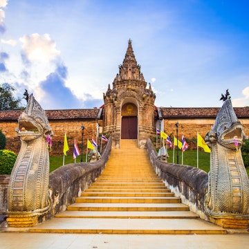 Stairs at Wat Phra That Lampang Luang, a Lanna-style Buddhist temple in Lampang Province.