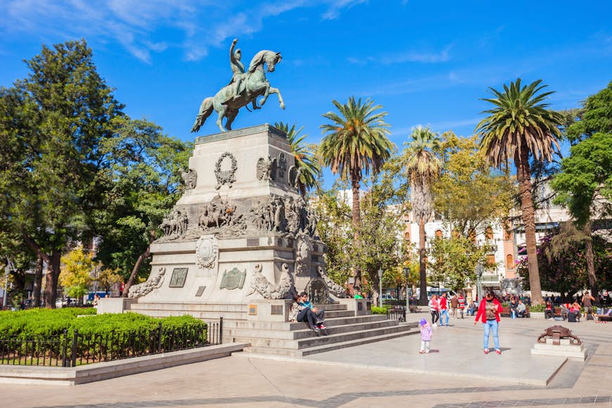 General Jose de San Martin monument on Plaza San Martin square in Cordoba, Argentina