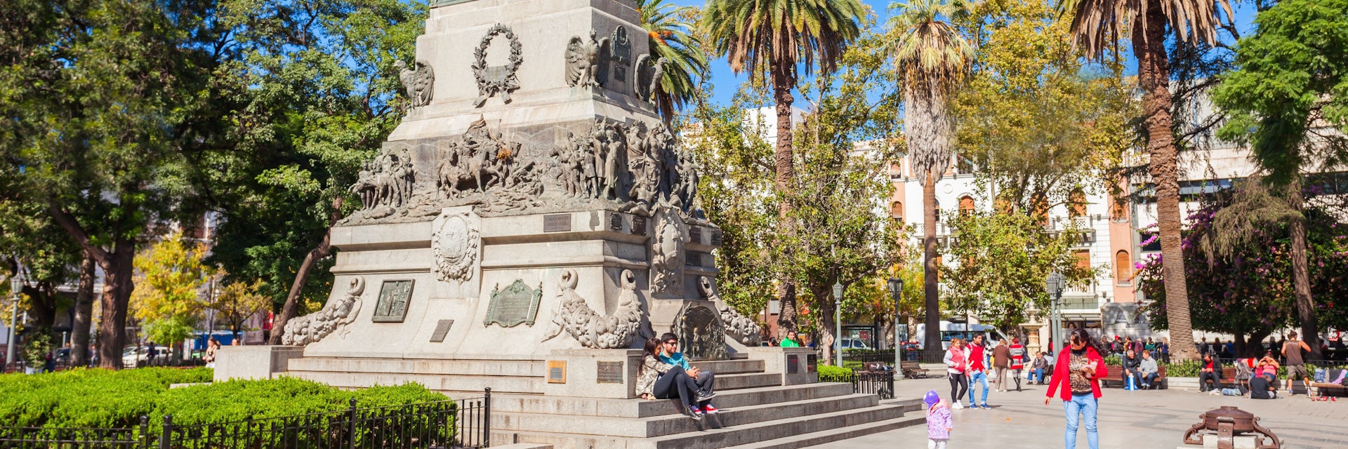 APRIL 30, 2016: General Jose de San Martin monument on Plaza San Martin square in Cordoba, Argentina. Jose de San Martin is a hero of the Argentine War of Independence.