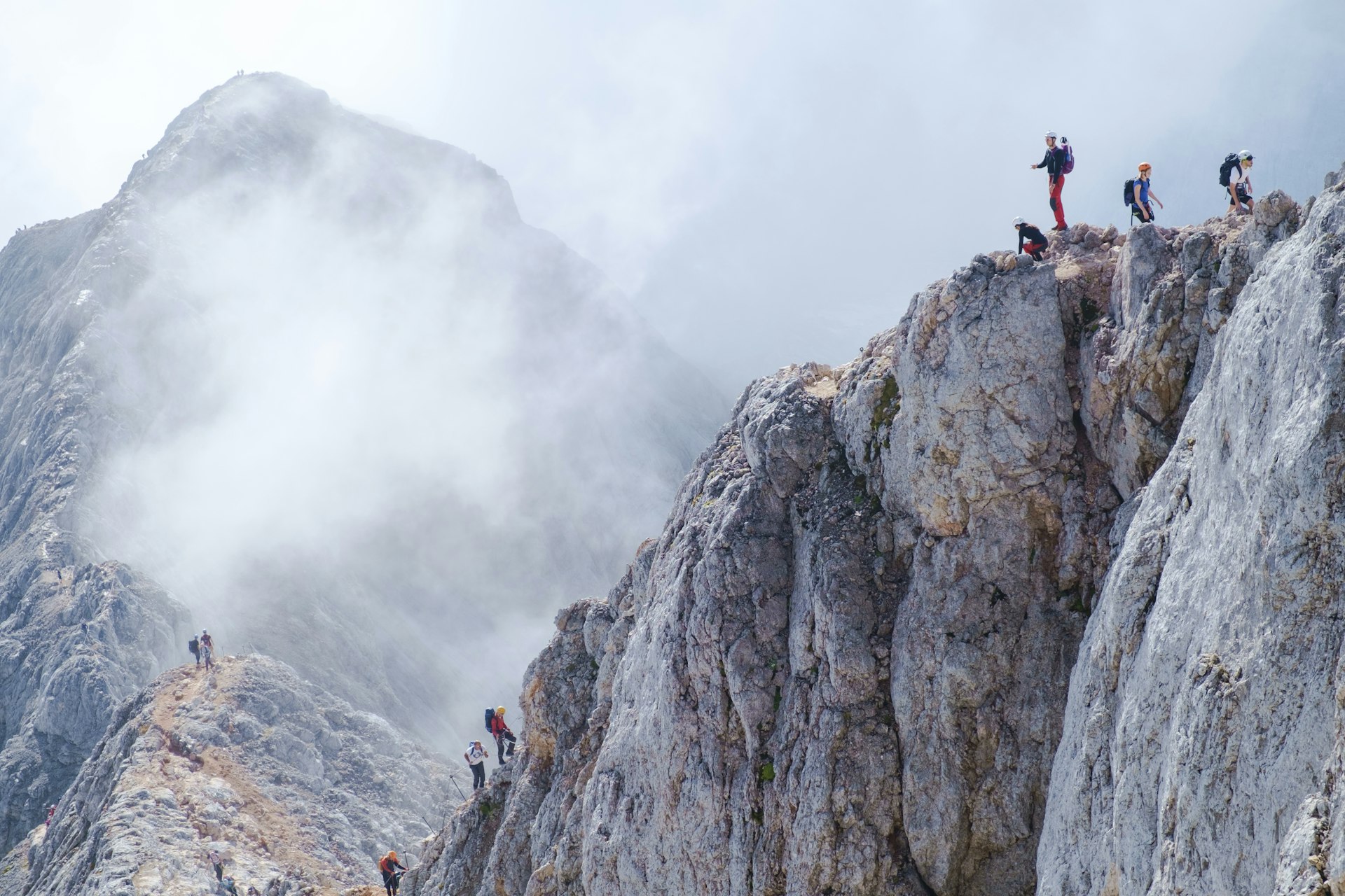 Climbers on the top of Mt Triglav