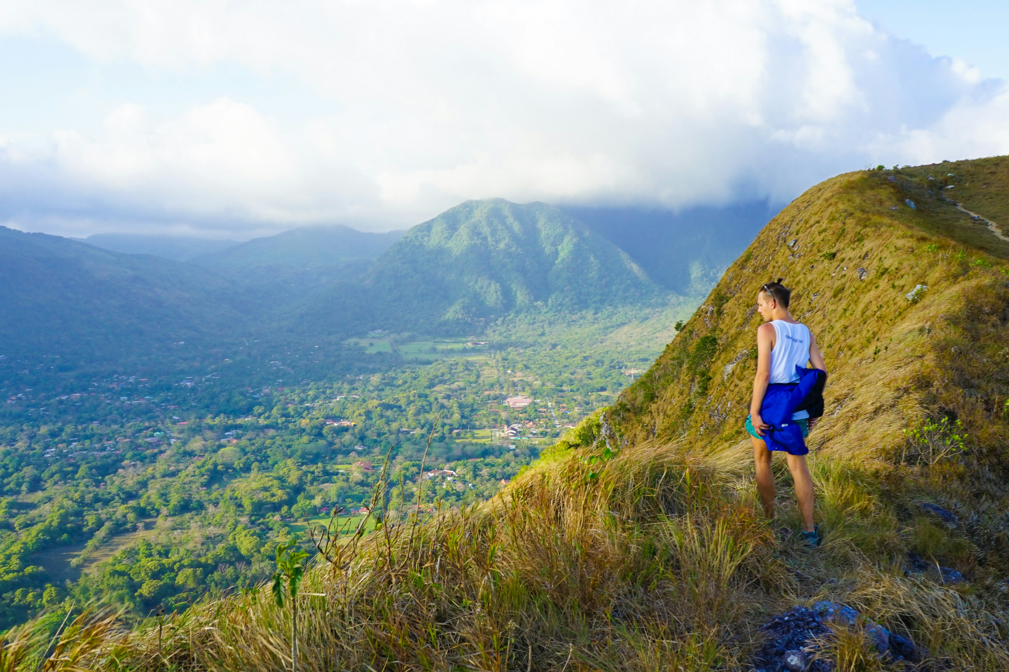 A man looking out from El Valle de Anton's crater walk