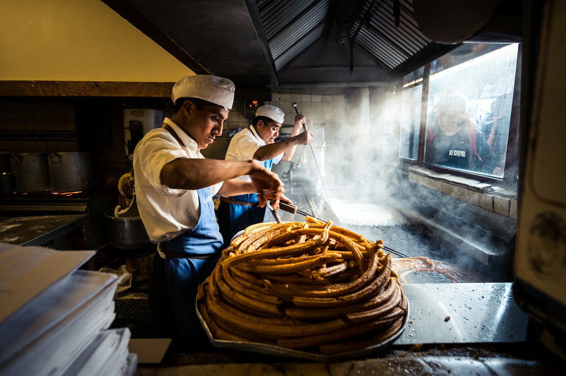 Churros being prepared at El Moro in Mexico City