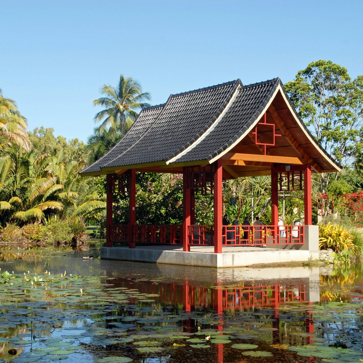 Cairns, Australia - July 8, 2017: Zhanjiang Chinese Friendship Pavilion at Cairns Botanic Gardens