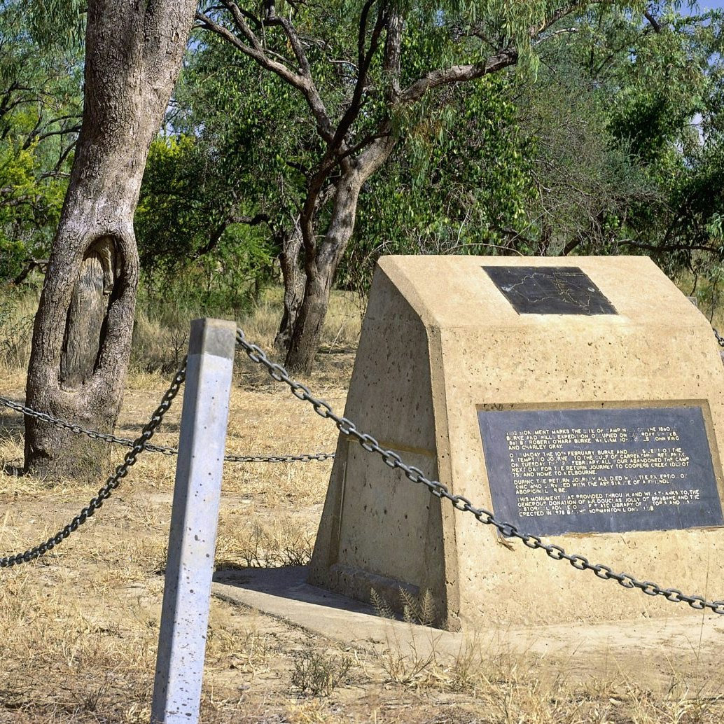 Burke & Wills - tree and site of camp 119 - stock photo