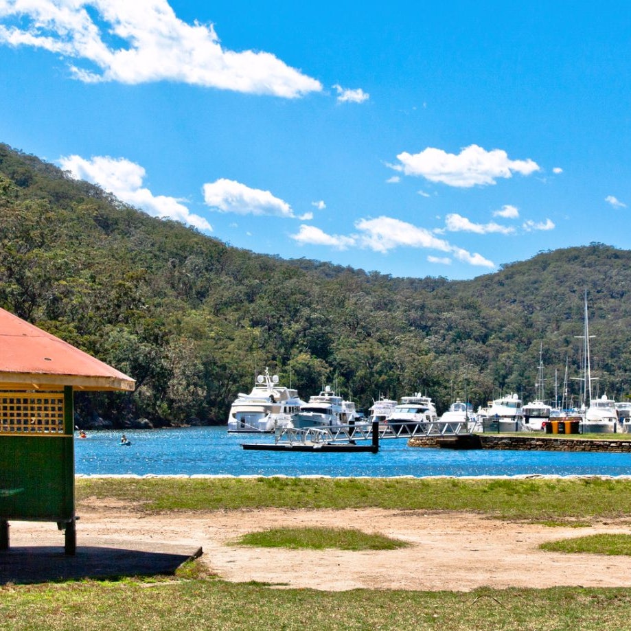 View of Bobbin Head marina and picnic area, Ku-Ring-Gai Chase National Park, Upper Sydney North Shore.