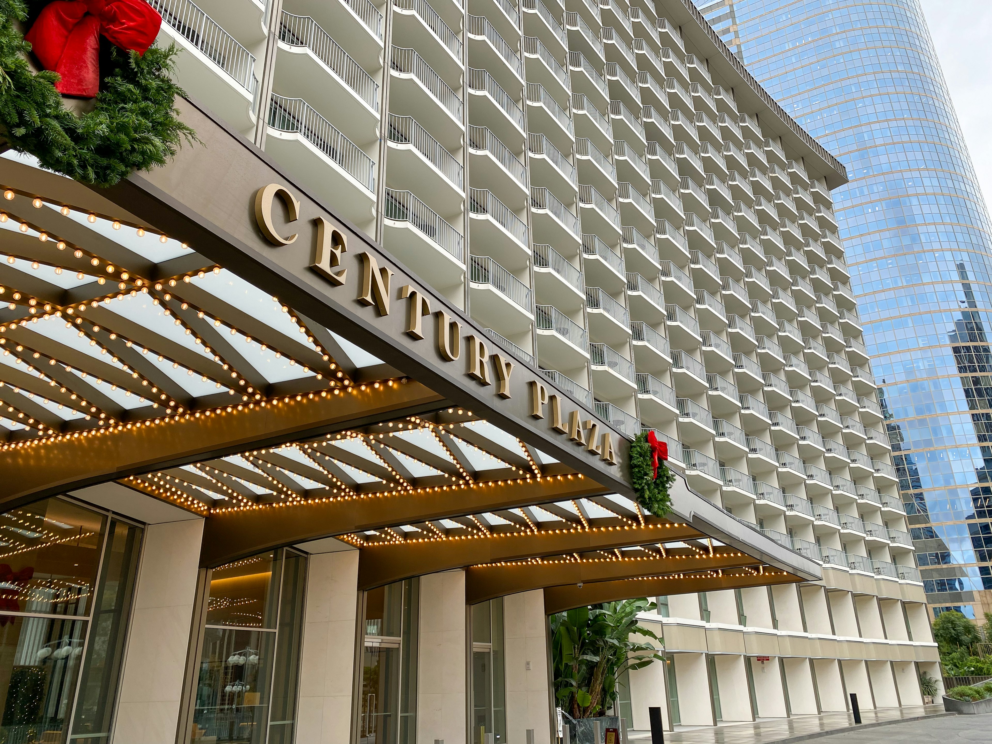 The iconic exterior of the Fairmont Century Plaza, Los Angeles, California