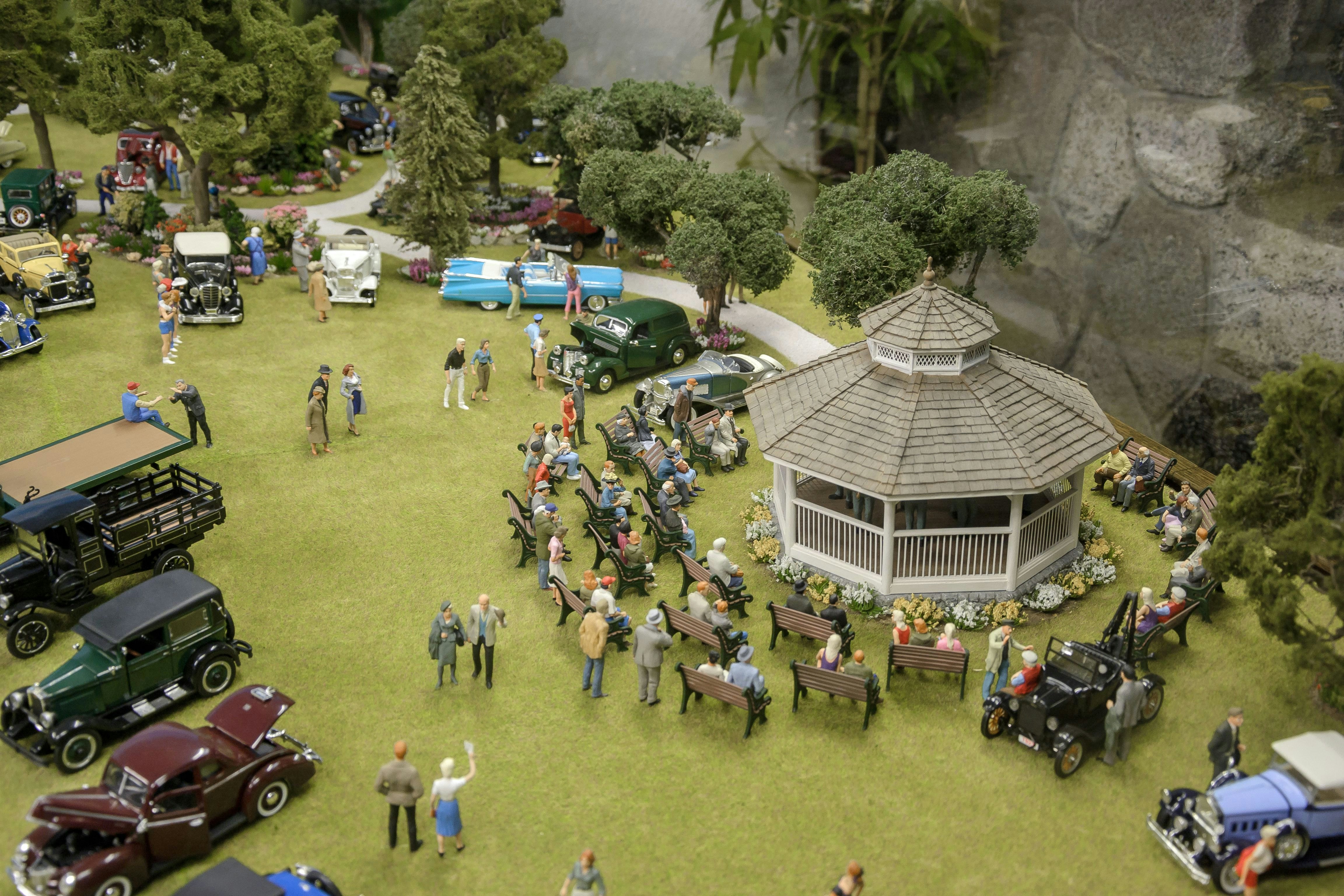 2014 May 26: A Display of classic car rally at Miniature World located at Victoria BC. This shows a replica of vintage car rally.; Shutterstock ID 1140846539; your: Bridget Brown; gl: 65050; netsuite: Online Editorial; full: POI Image Update