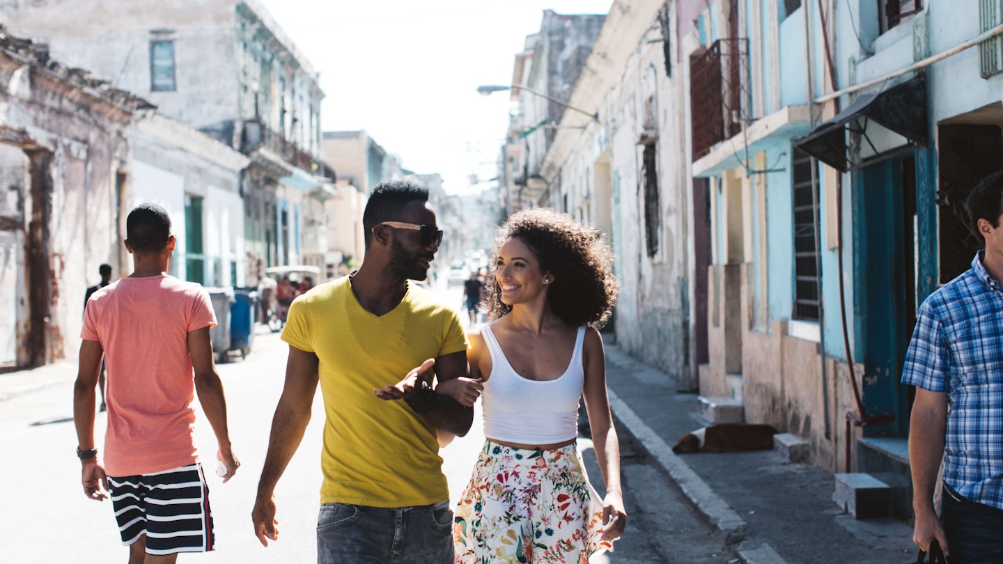 Cuba Lifestyle with two Cuban models on the streets of Havana,