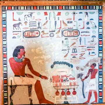 Interior view of Tomb of Sarenput II in Qubbet el-Hawa a site of a group of Rock-cut Tombs of the Nobles on the western Bank of the Nile, opposite Aswan Egypt