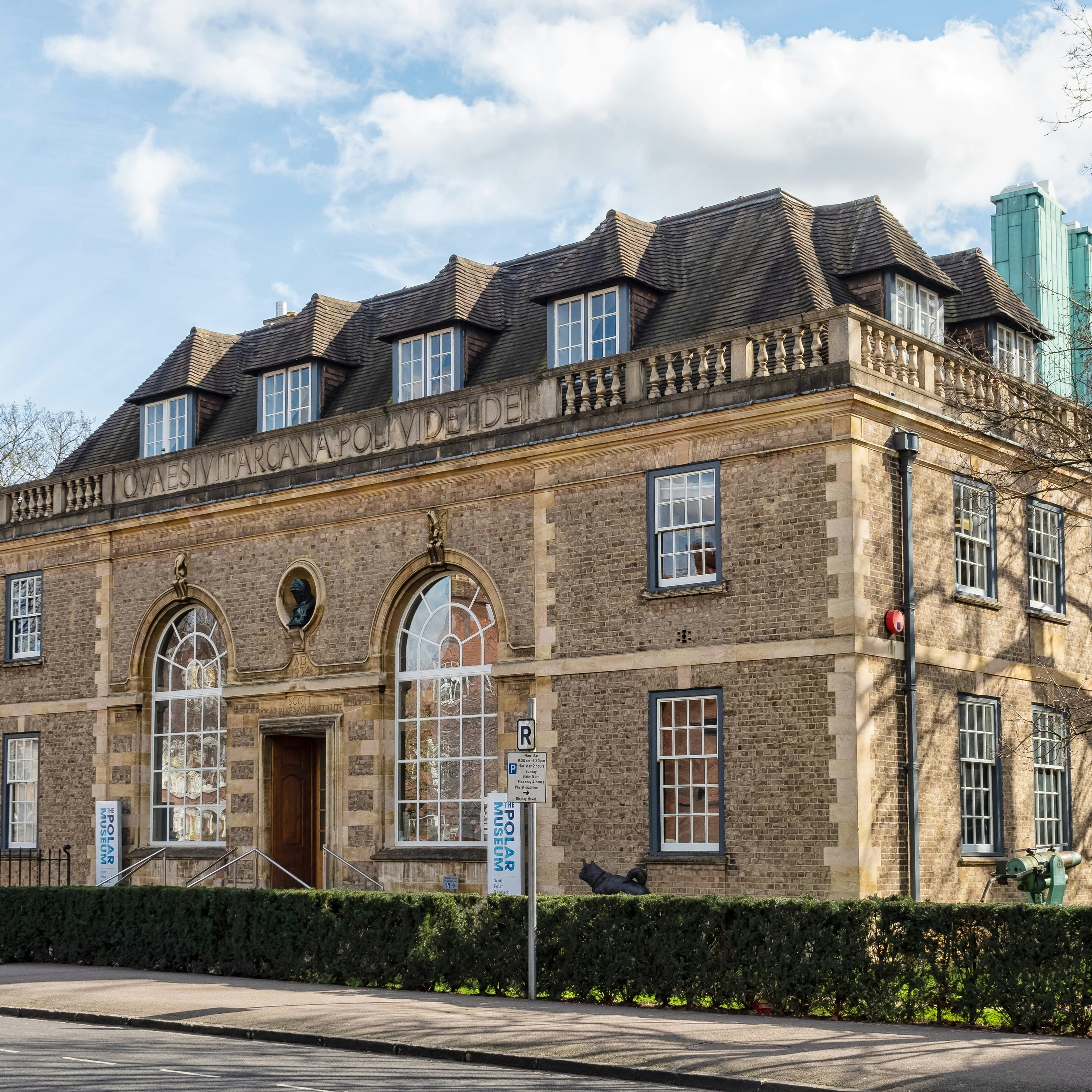 CAMBRIDGE, UK - 03.11.2020: Exterior view of the Polar Museum at the Scott Polar Research Institute on on Lensfield Road